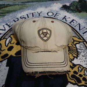 Higly Distressed and Stained Ariat Tan Color Hat One Size Fits All Workwear